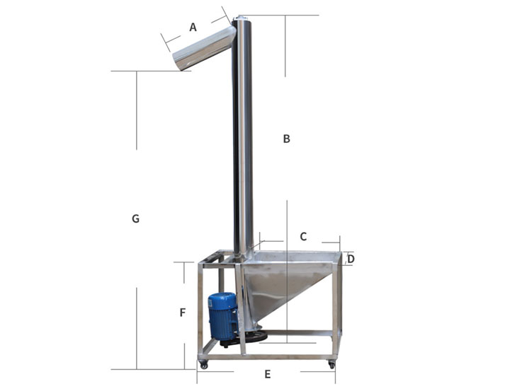 垂直螺旋输送机外部尺寸图